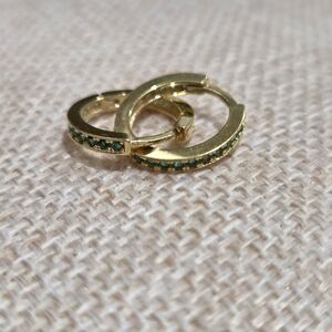 Elegant Gold Hoop Huggie Earrings with Accents